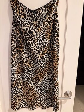 Japna Leopard Print Slip Skirt in Black, White, and Brown